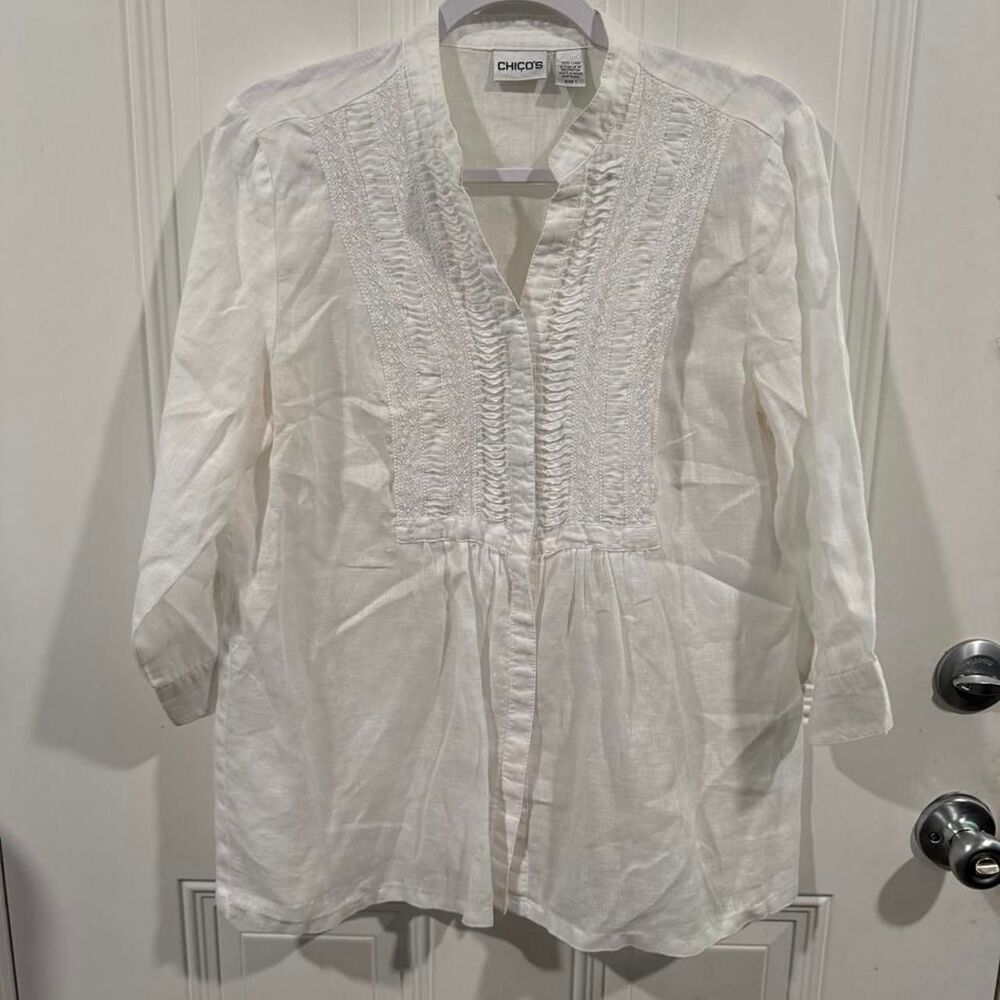 Chico's Women's White Linen Blouse